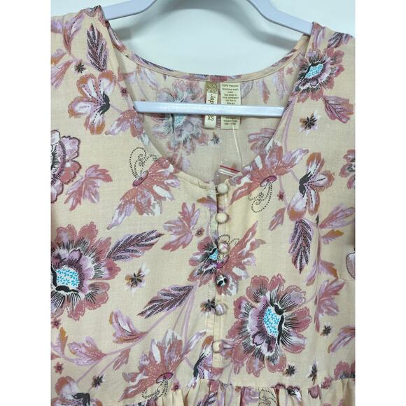 Japna Womens Pink Floral Patterned Flutter Sleeve Dress NEW XS - Picture 3 of 10